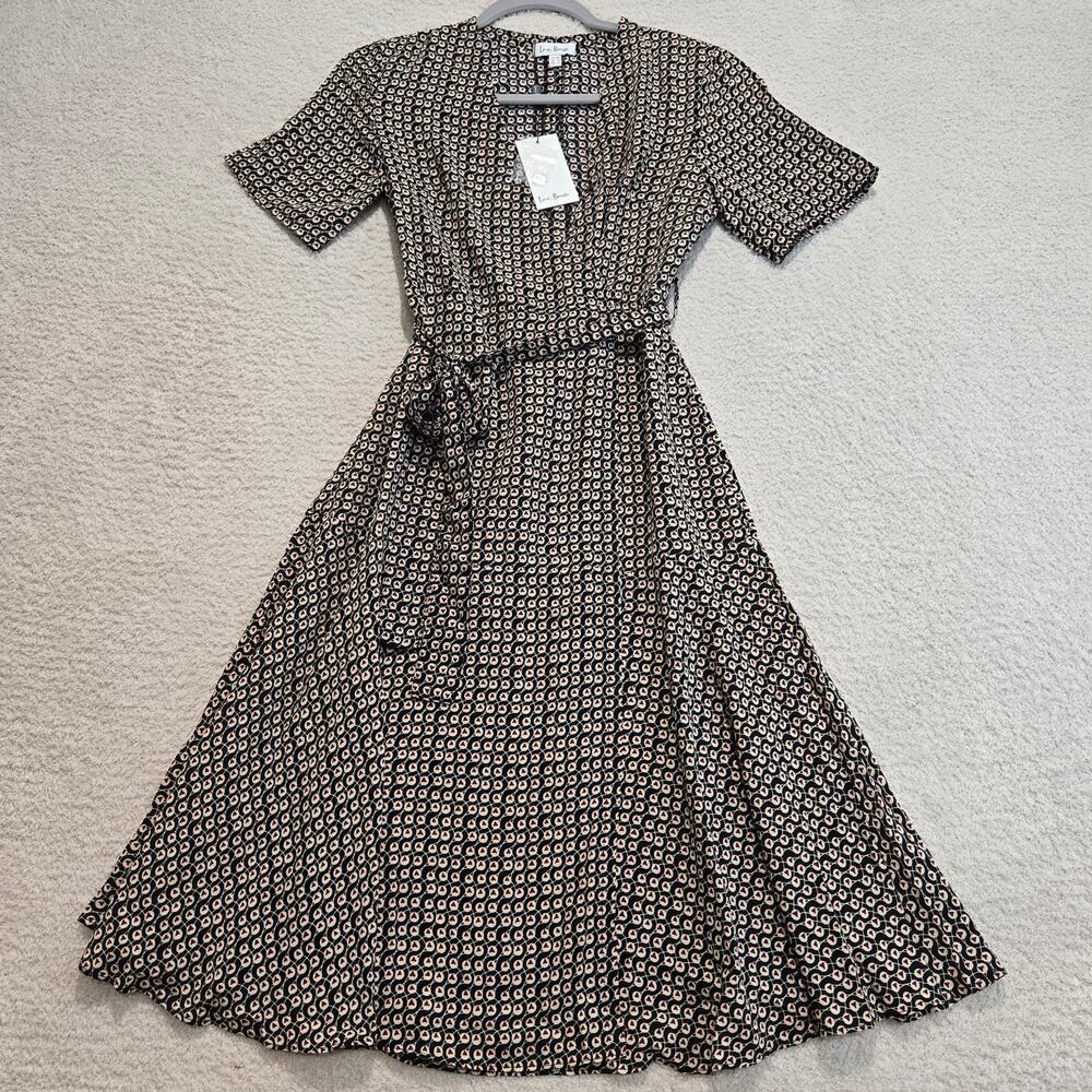 NWT Love, Bonito Geometric Print Wrap Dress Midi Size 2